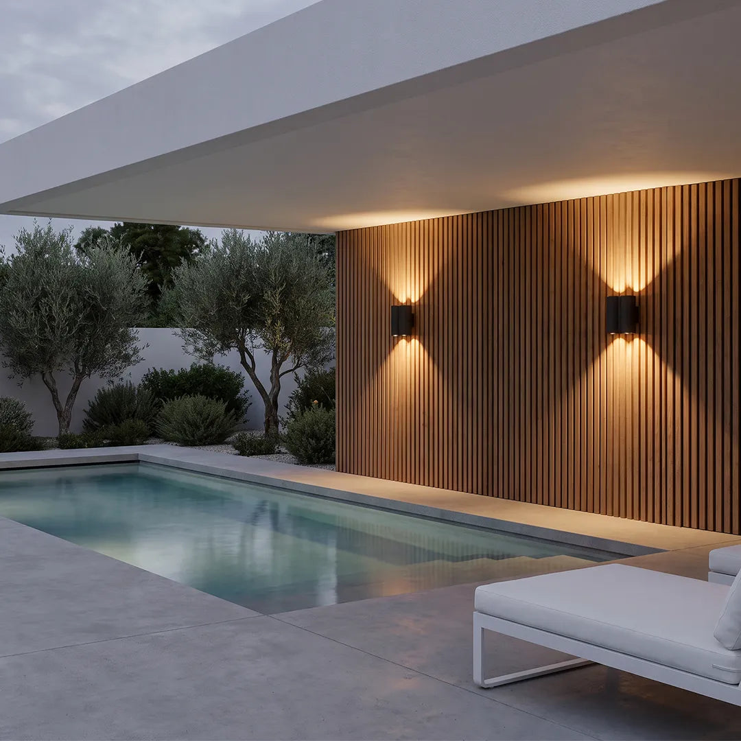 Up Down Outdoor Wall Light, Modern Wave-Shaped Aluminum LED Sconce for Exterior Walls and Entryways, 2 to 8 Light Configurations