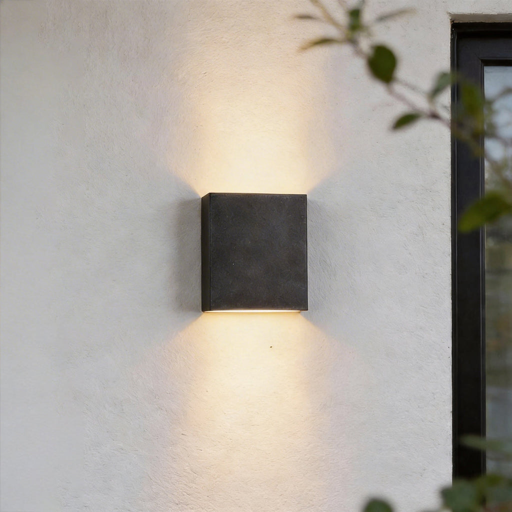 Square up down wall light on an exterior wall