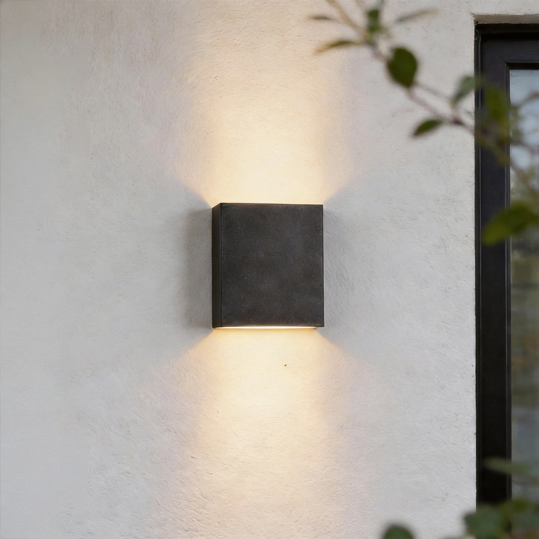 Up Down Wall Light, Modern Square Aluminum Alloy LED Sconce for Entryway and Facade Walls, Dual-Beam Black Fixture in Two Sizes