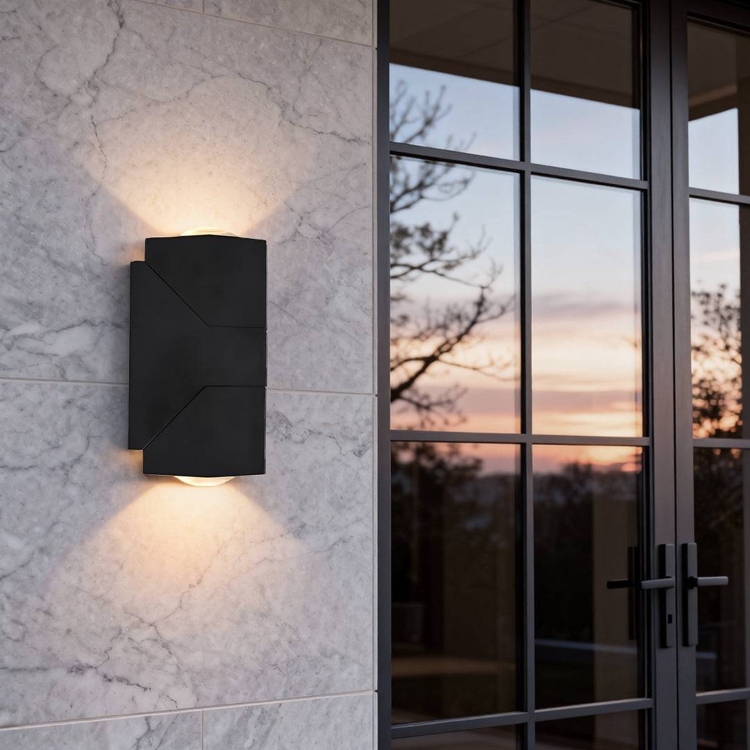 Up Down Outdoor Sconce, Adjustable Waterproof Black Aluminum LED Wall Light for Entrances and Facades, Motion Sensor Option
