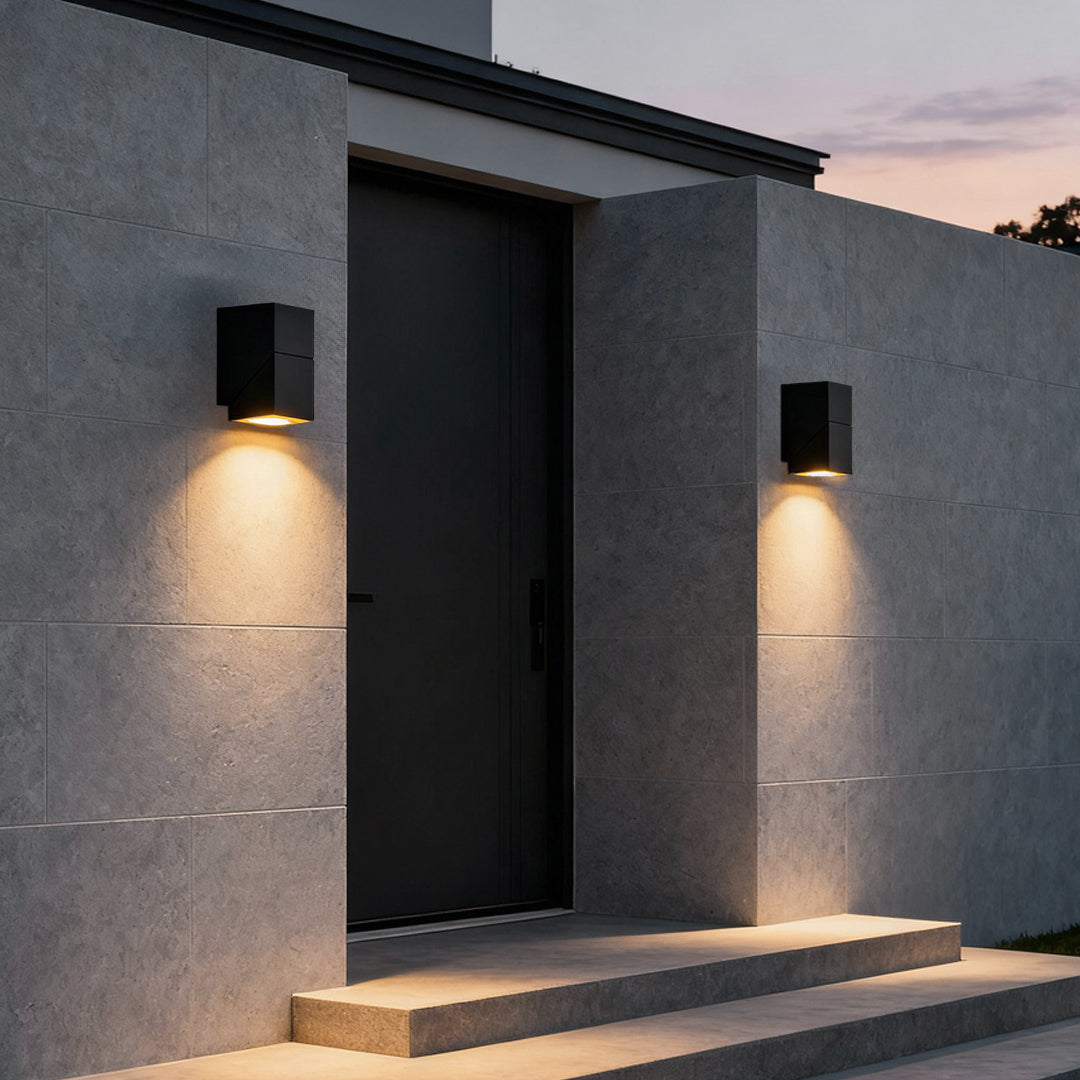 Up Down Outdoor Sconce, Adjustable Waterproof Black Aluminum LED Wall Light for Entrances and Facades, Motion Sensor Option