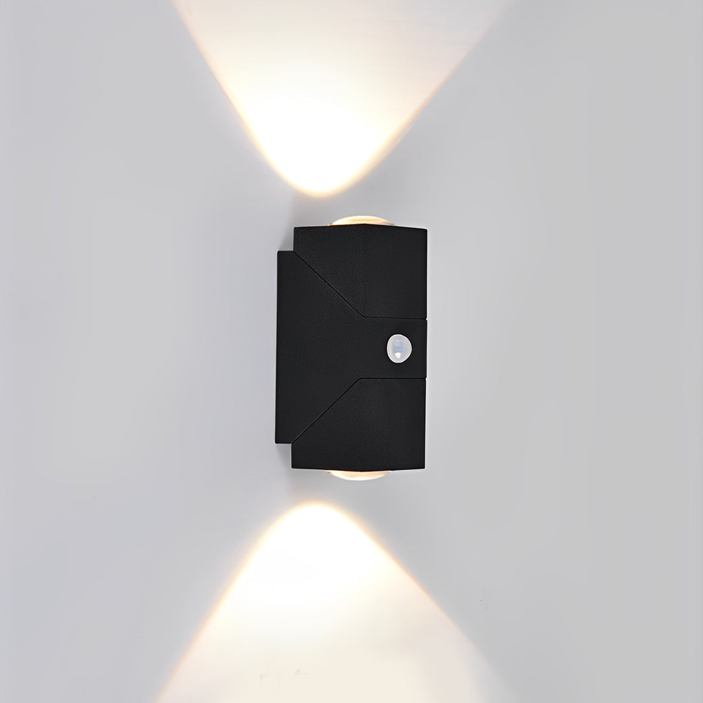 Up Down Outdoor Sconce, Adjustable Waterproof Black Aluminum LED Wall Light for Entrances and Facades, Motion Sensor Option