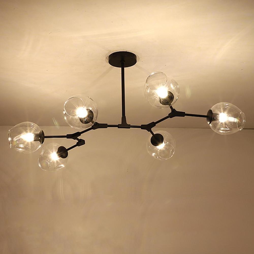 Six-light sputnik chandelier with metal arms, additional view