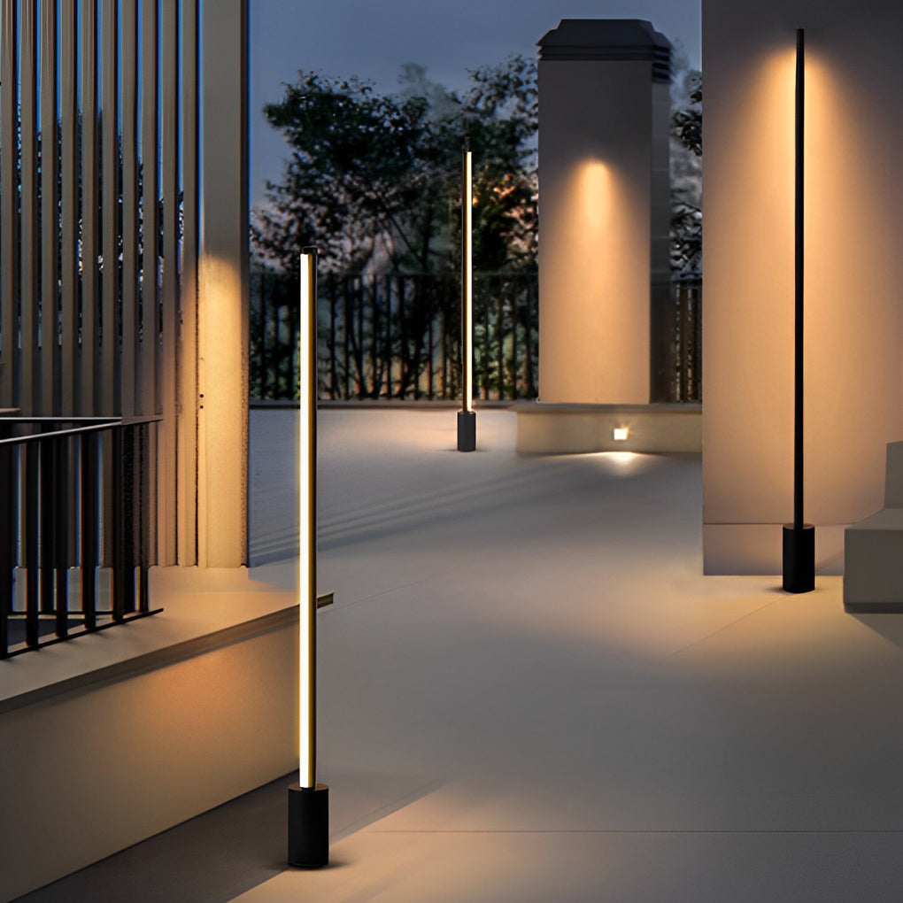 Outdoor LED Floor Lamp, Contemporary Stainless Steel Waterproof Linear Light for Garden Paths and Terraces, Four Heights