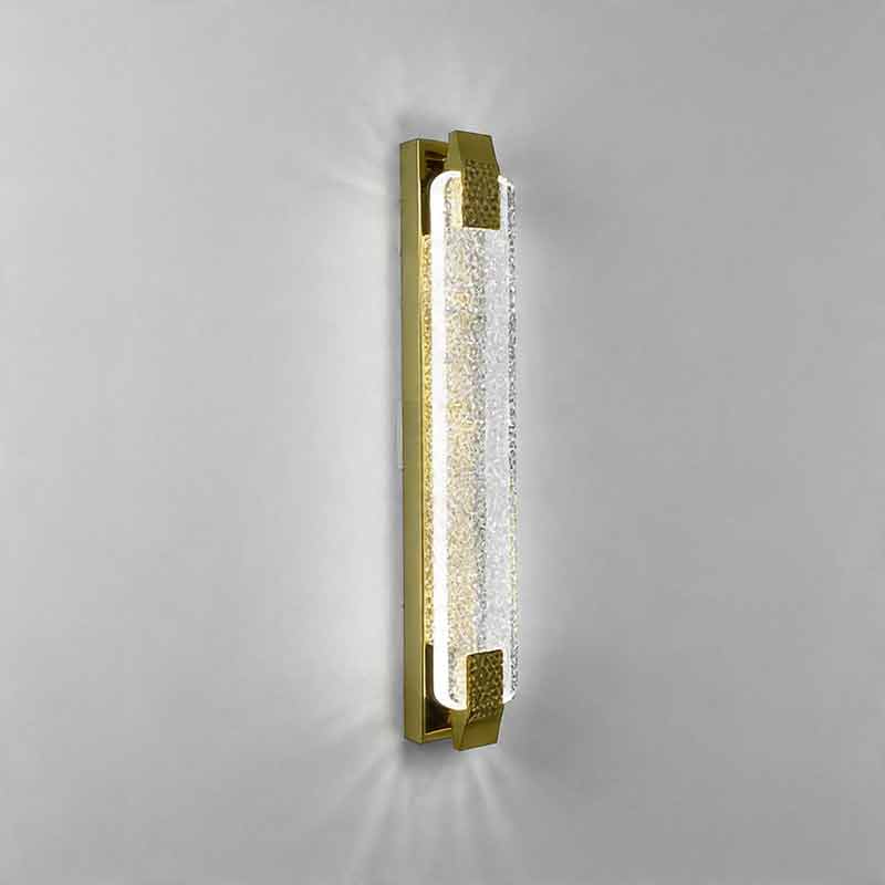Crystal Linear Wall Light, Luxury Stainless Steel LED Sconce for Living Room and Bedside, Ice Bubble Design in Four Heights