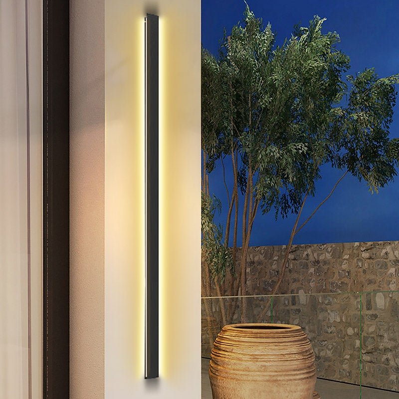 Long Black Outdoor Wall Light, Modern LED Linear Sconce for Facades and Entryways, Mounts Horizontal, Vertical or Diagonal