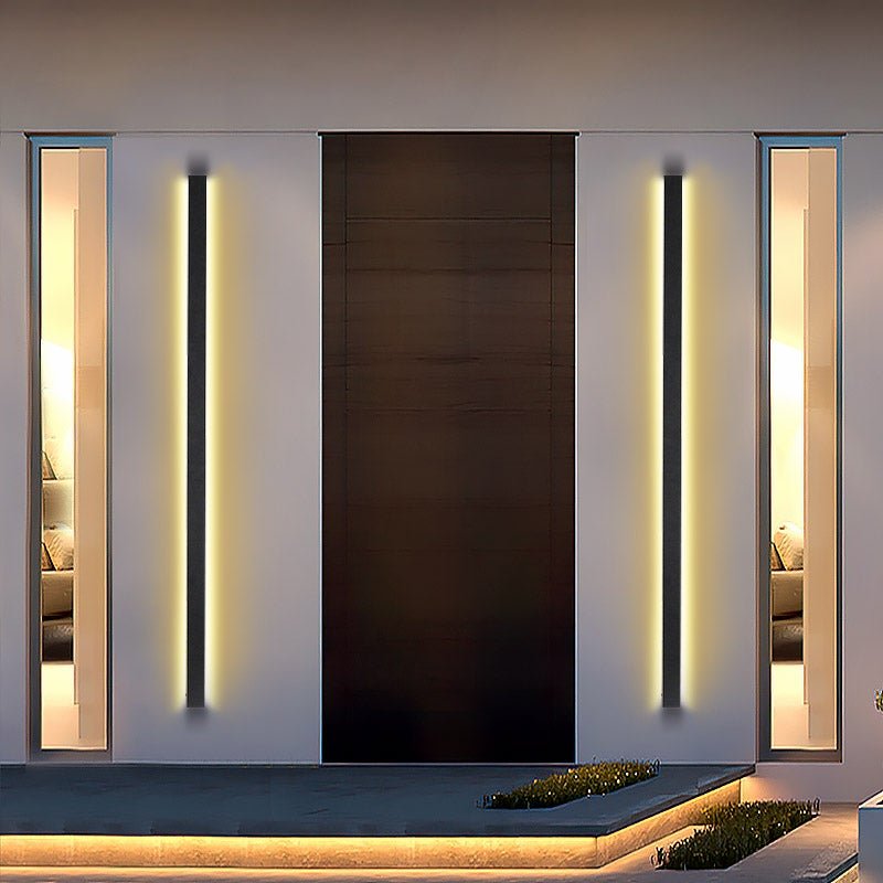 Long Black Outdoor Wall Light, Modern LED Linear Sconce for Facades and Entryways, Mounts Horizontal, Vertical or Diagonal
