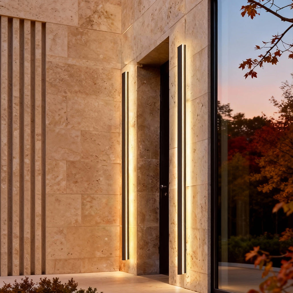 Minimalist Linear Wall Sconce, Slim Black LED Outdoor Light for Facade and Porch, Five Lengths with Dimmable and Tri-Color Modes