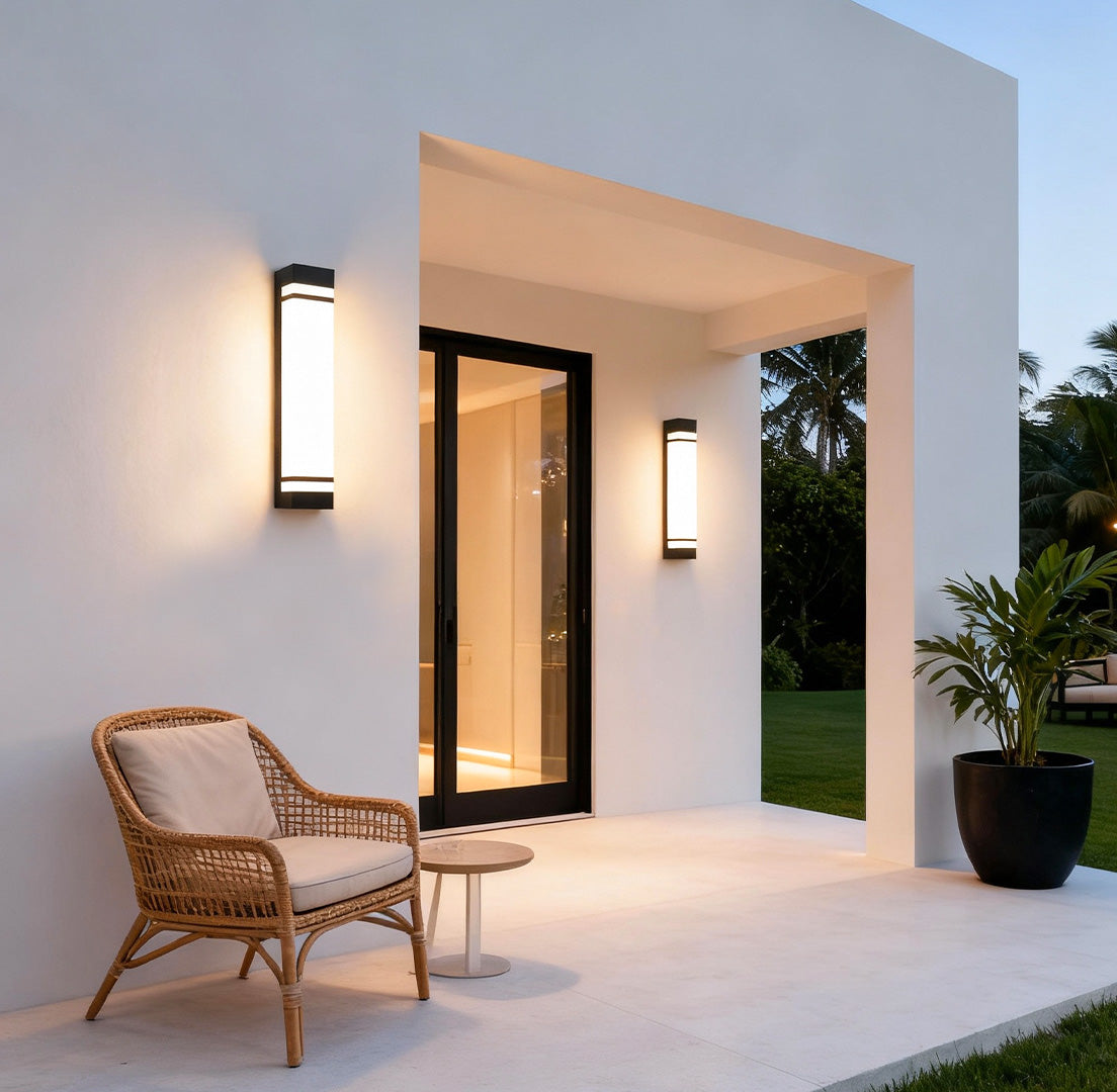 Vertical Wall Light, Rectangular Stainless Steel Waterproof LED Sconce for Facades and Entryways, Three Heights in White or Warm White