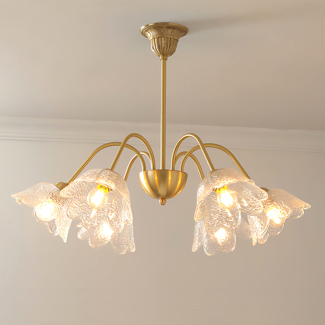 Vintage styled flower glass chandelier in an elegant room