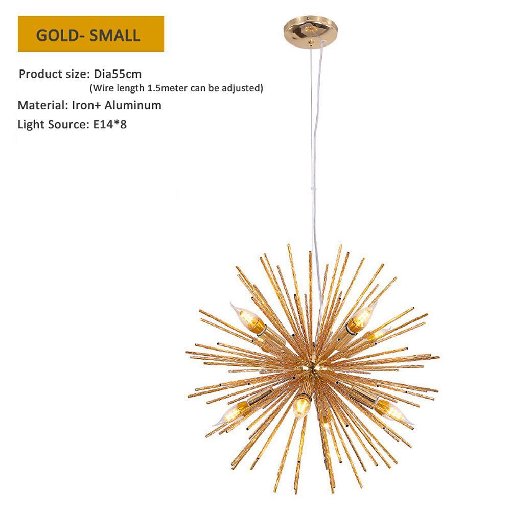 Starburst Chandelier, Electroplated Aluminum 8-Light Ceiling Fixture for Dining Room, 22 Inches