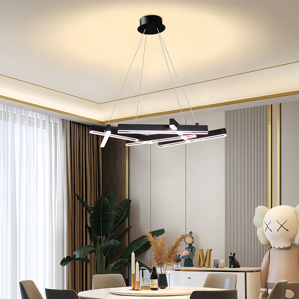 Branch Chandelier, Matte Black Aluminum LED Ceiling Light for Dining Room, Dimmable