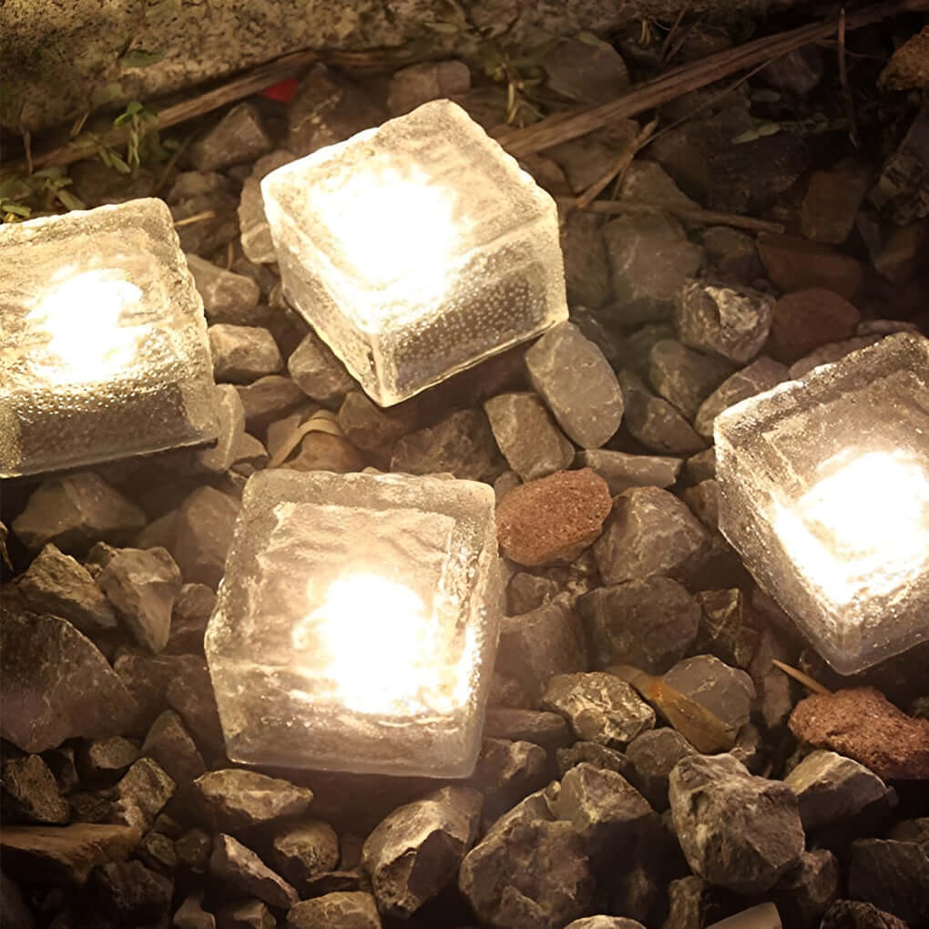 Solar Ice Cube Lights, Crystal-Look Outdoor Step and Path Lights for Decks, Gardens and Pool Surrounds, Sets of 4 to 30