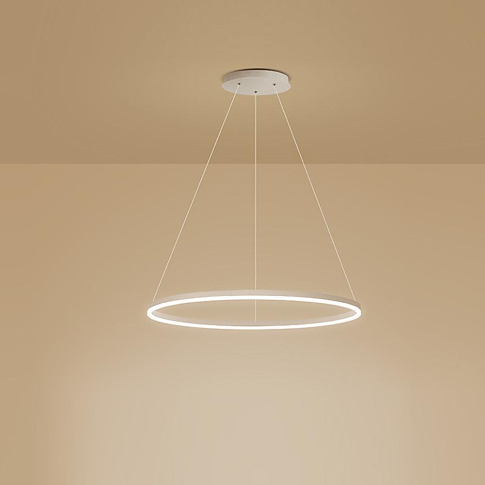 Modern LED Ring Chandelier, Round Halo Ceiling Light for Dining Room and Bedroom, Dimmable Aluminum Circle Pendant in 16, 24 or 31 Inch