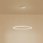 Ring chandelier with warm white light on a beige background