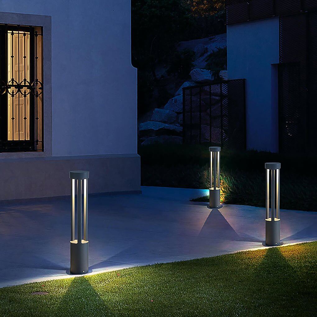 Black aluminum LED bollard path light column, sixth product view