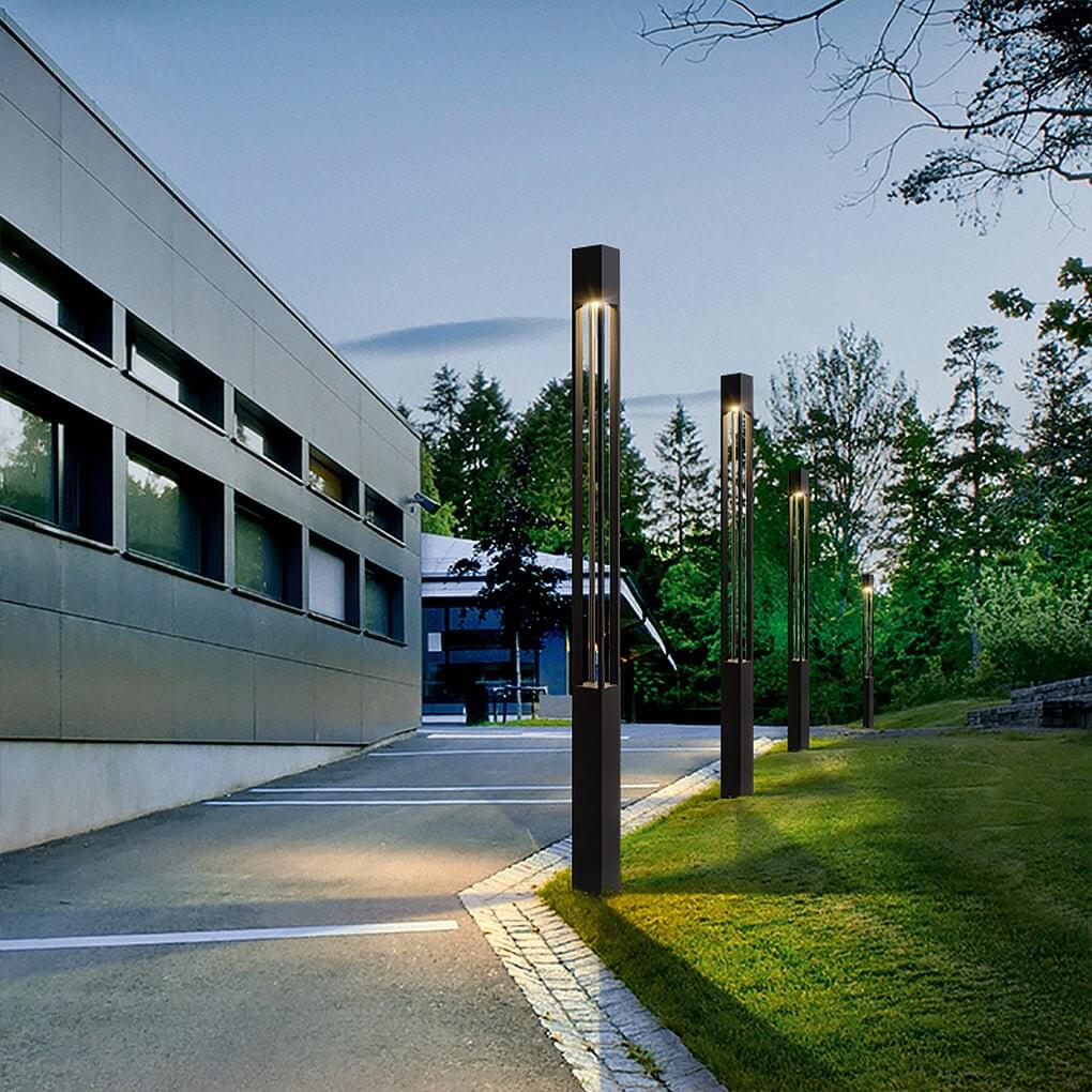 Black aluminum LED bollard path light column, fifth product view