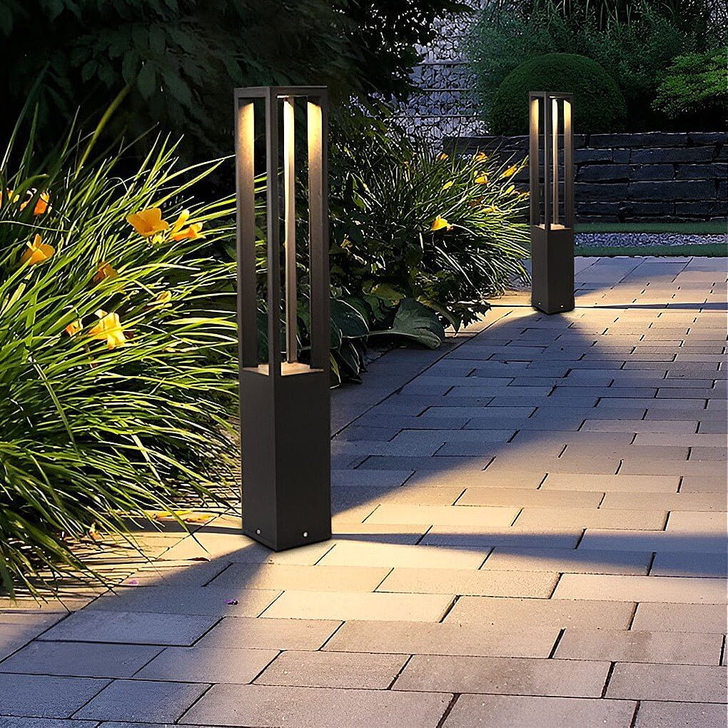 LED Bollard Garden Light, Black Die-Cast Aluminum Landscape Path Light for Walkways and Borders, Four Heights with Warm 3000K Glow