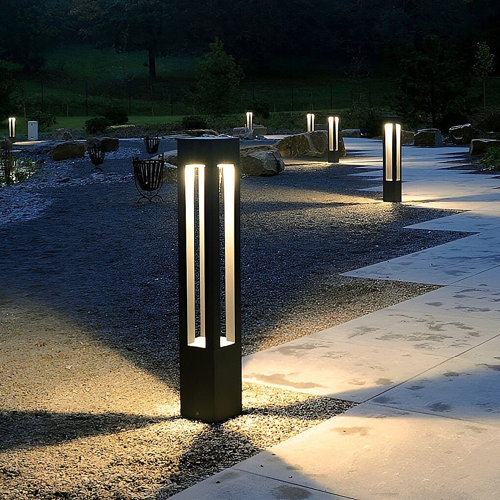 LED Bollard Garden Light, Black Die-Cast Aluminum Landscape Path Light for Walkways and Borders, Four Heights with Warm 3000K Glow