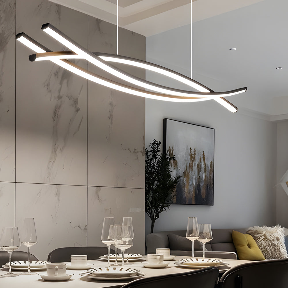 Wave pendant light in a contemporary dining room