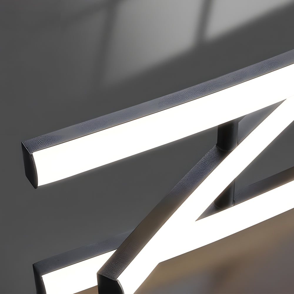 Detail of the LED strip along the curved fixture