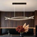 Wave pendant light above a modern dining room table