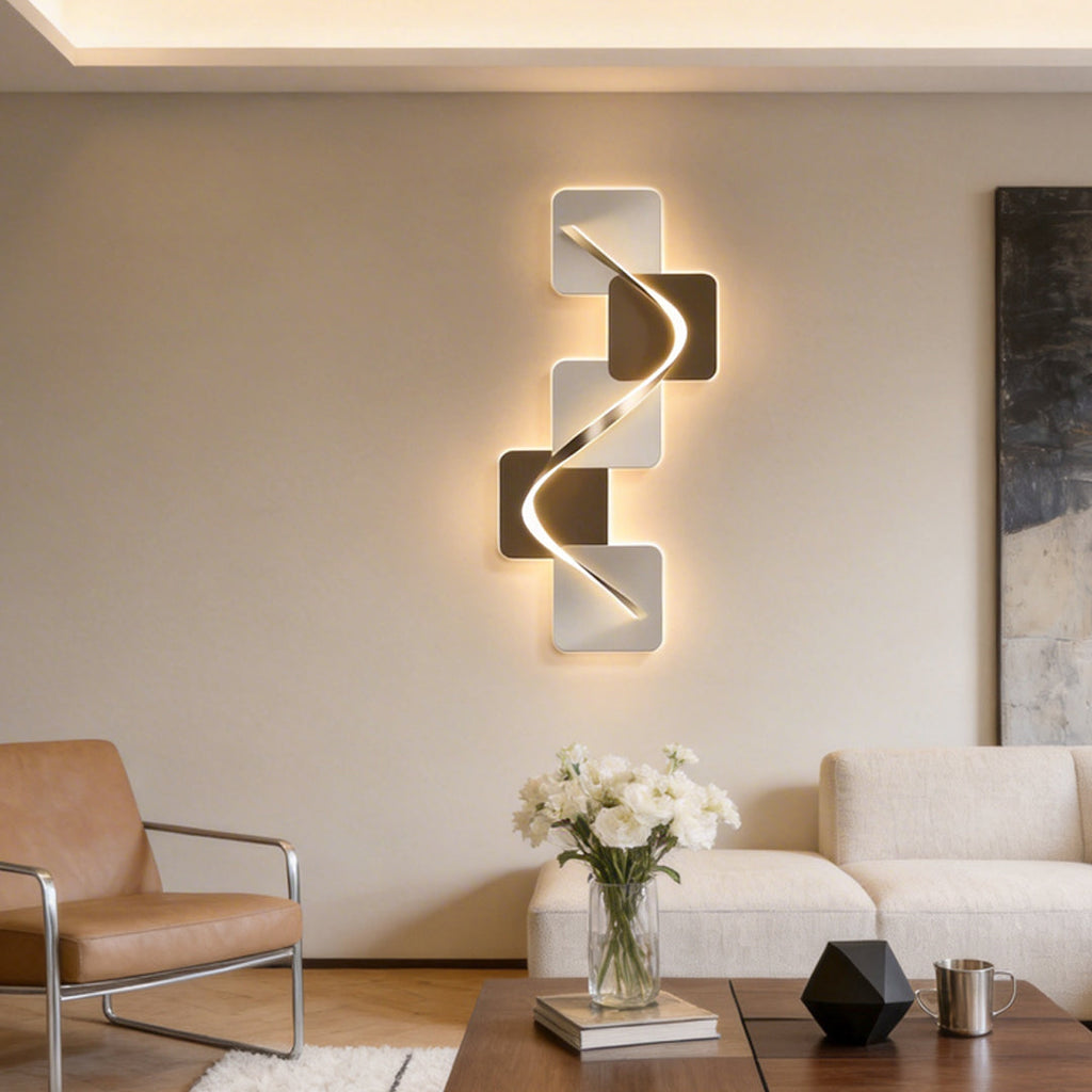 Wave Pattern Wall Sconce, Geometric Crystal Ceramic LED Art Light for Living Rooms and Bedrooms, USB-Powered Backlit Panel
