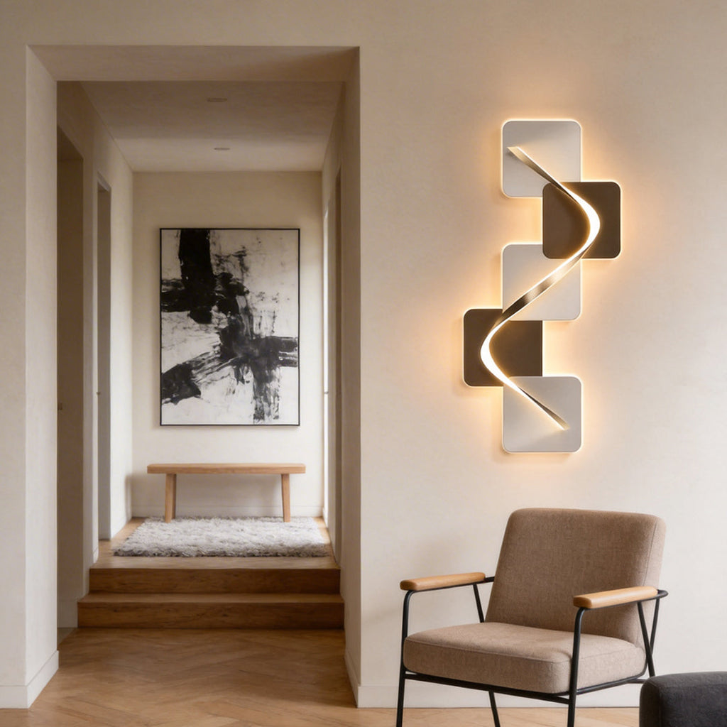 Wave Pattern Wall Sconce, Geometric Crystal Ceramic LED Art Light for Living Rooms and Bedrooms, USB-Powered Backlit Panel