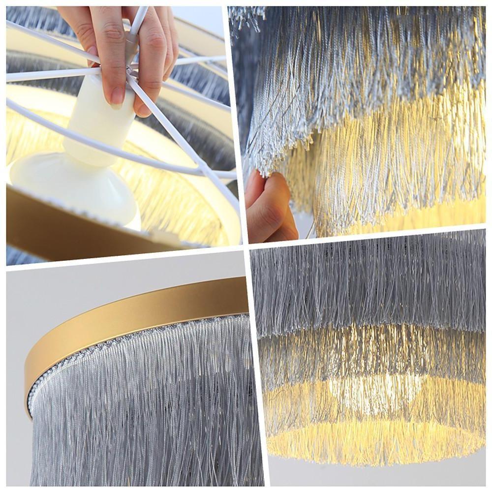 Metal and fabric drum shade pendant light, fifth product view