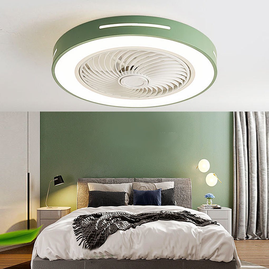 Flush Mount Ceiling Fan with Light, Low Profile Smart LED Fan for Bedrooms and Living Rooms, Remote Control in Seven Colors