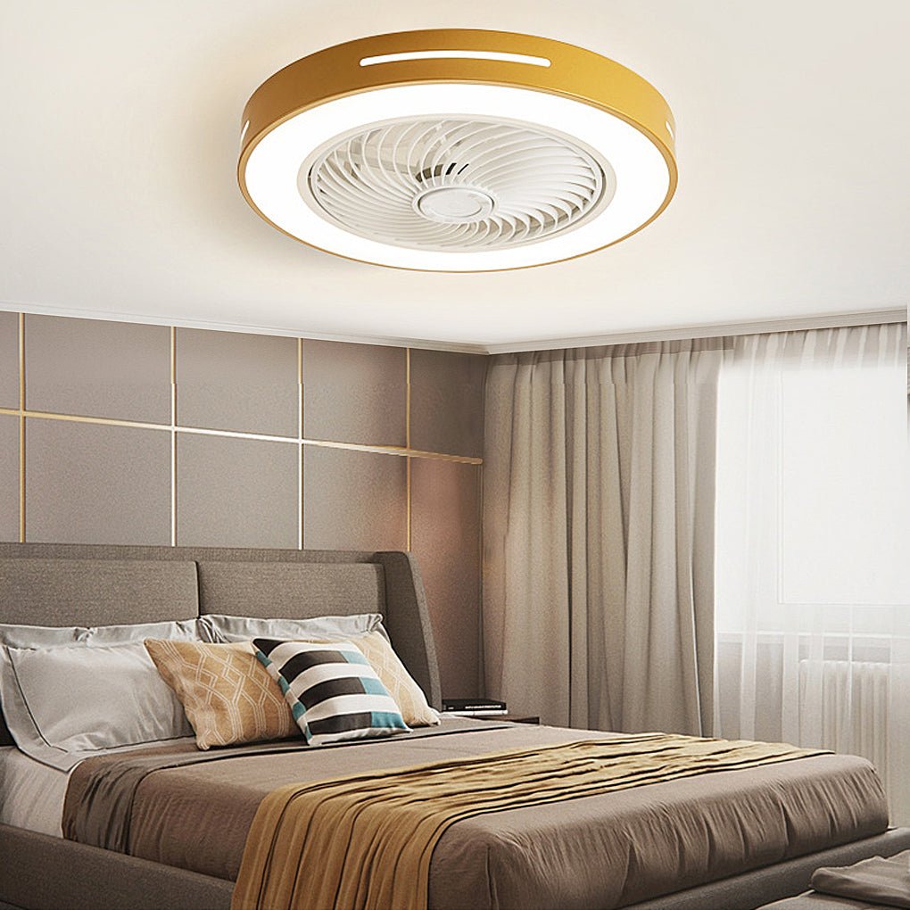Flush Mount Ceiling Fan with Light, Low Profile Smart LED Fan for Bedrooms and Living Rooms, Remote Control in Seven Colors