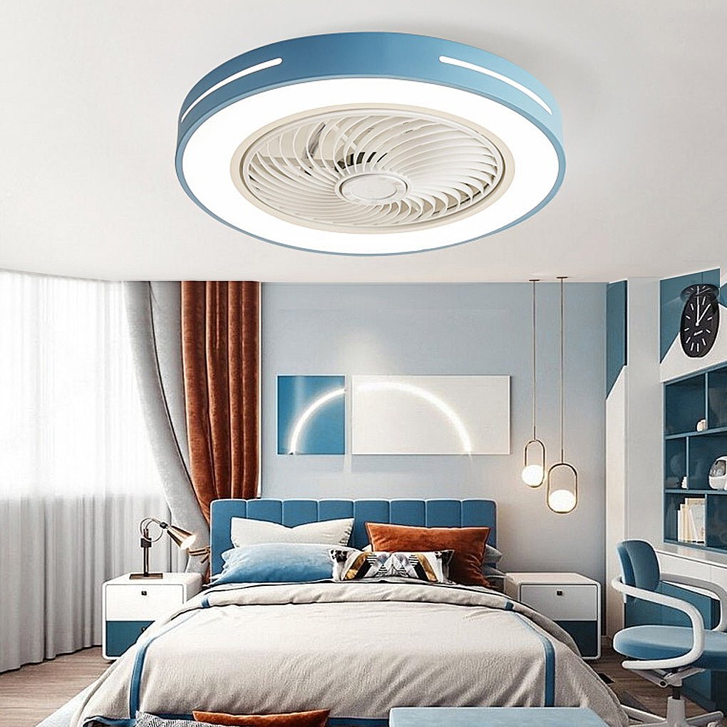 Flush Mount Ceiling Fan with Light, Low Profile Smart LED Fan for Bedrooms and Living Rooms, Remote Control in Seven Colors