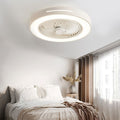 Flush mount fan with LED light fitted to a low ceiling