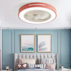 Flush mount ceiling fan shown with its remote control