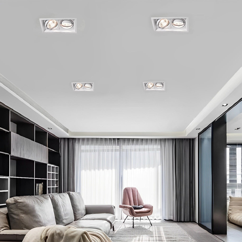 White twin recessed lights giving balanced ceiling lighting