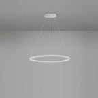 White LED ring chandelier isolated on a gray background