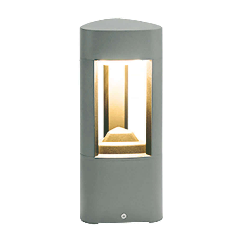 Hollow Bollard Light, Aluminum Lattice LED Path Post Lamp for Driveways and Garden Walks, Solar or Hardwired Three-Sided Glow