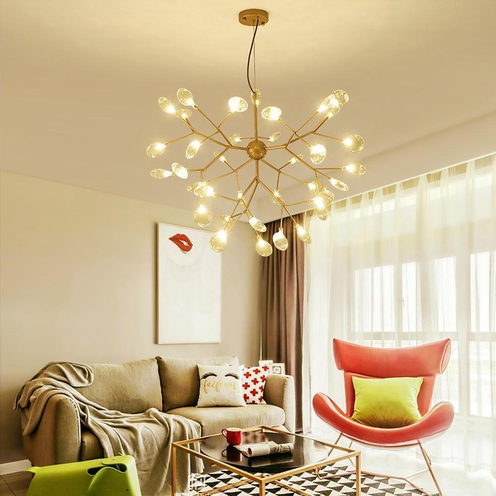Metal 36-light LED cluster sputnik chandelier, third view