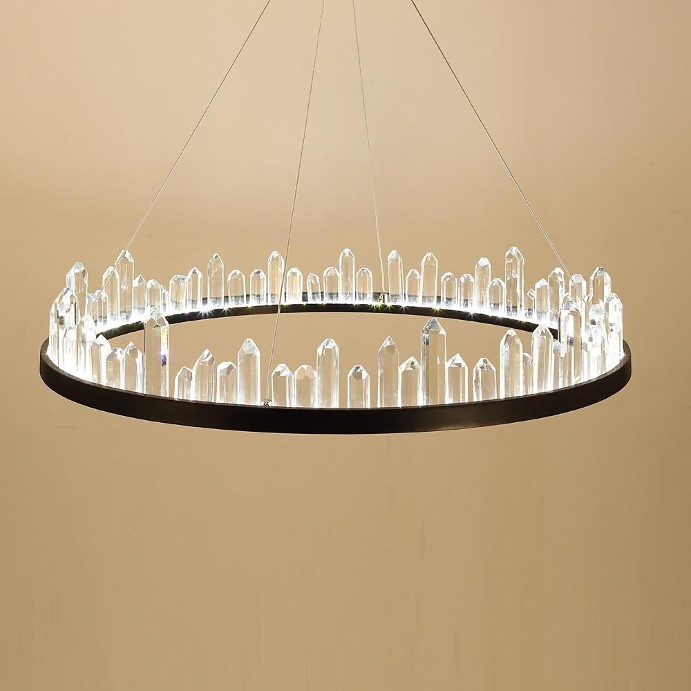 Black metal crystal ring chandelier, fourth product view