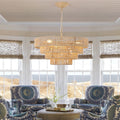 Japanese Chandelier, Iron and Jute Rope Zen Ceiling Light for Dining Room, 6 or 8 Lights