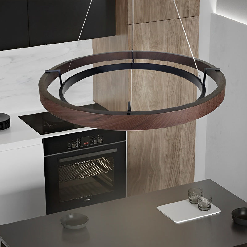 Double Ring Chandelier, Iron and Acrylic LED Ceiling Light for Dining Room, 3-Step Dimming