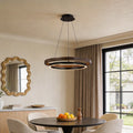 Double Ring Chandelier, Iron and Acrylic LED Ceiling Light for Dining Room, 3-Step Dimming