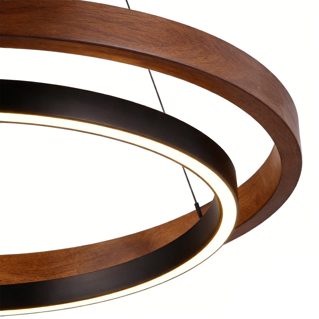 Double Ring Chandelier, Iron and Acrylic LED Ceiling Light for Dining Room, 3-Step Dimming