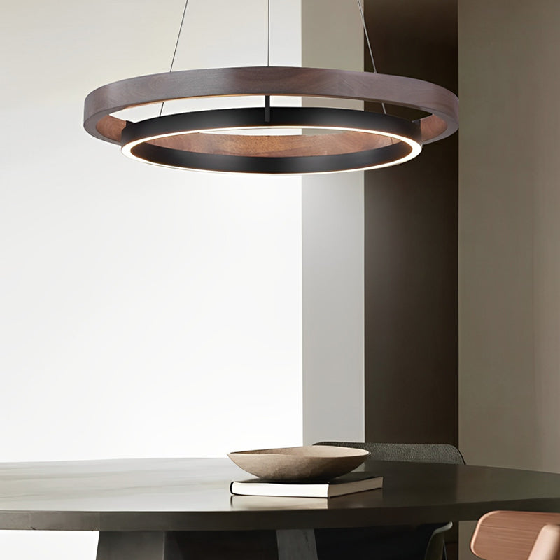 Double Ring Chandelier, Iron and Acrylic LED Ceiling Light for Dining Room, 3-Step Dimming