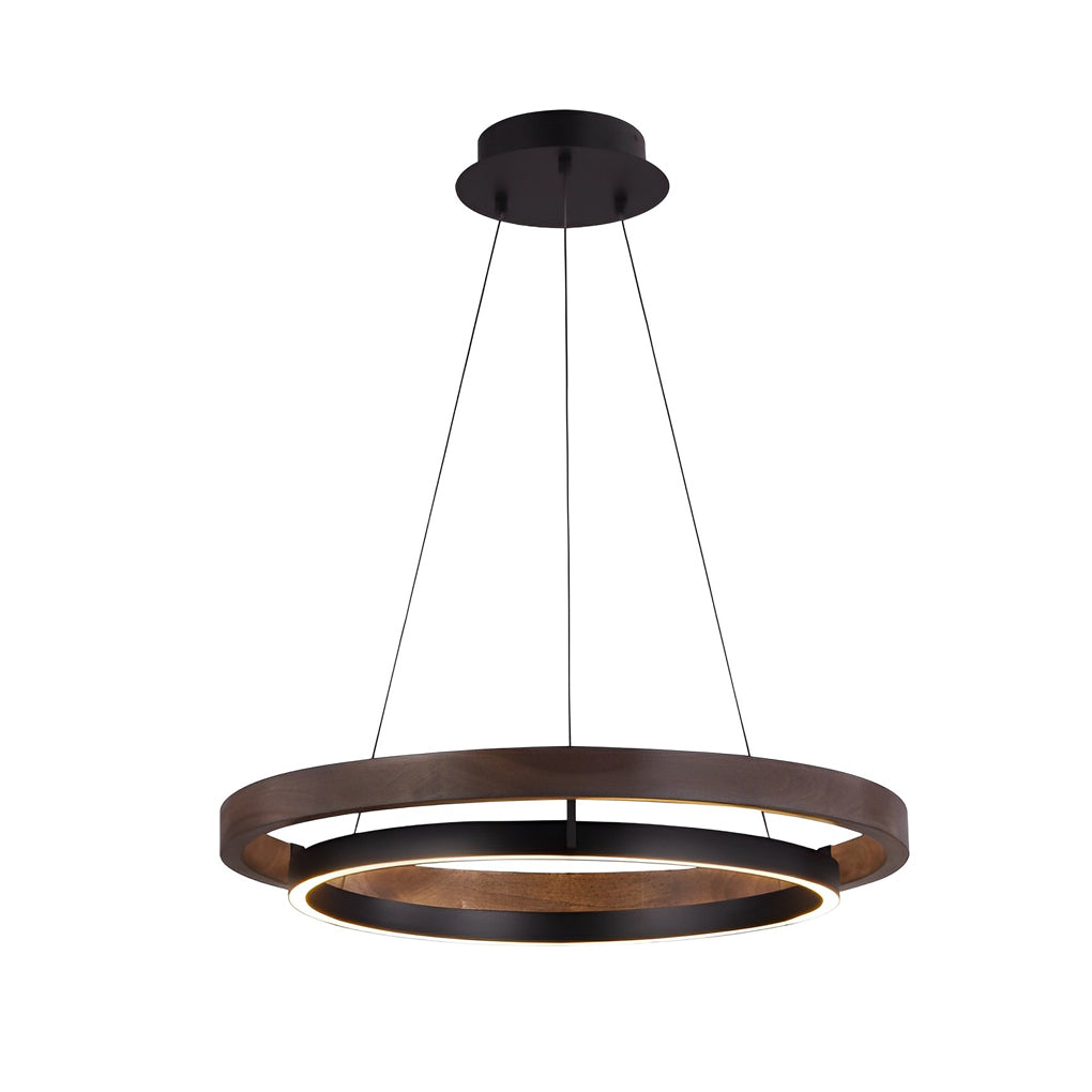 Double Ring Chandelier, Iron and Acrylic LED Ceiling Light for Dining Room, 3-Step Dimming