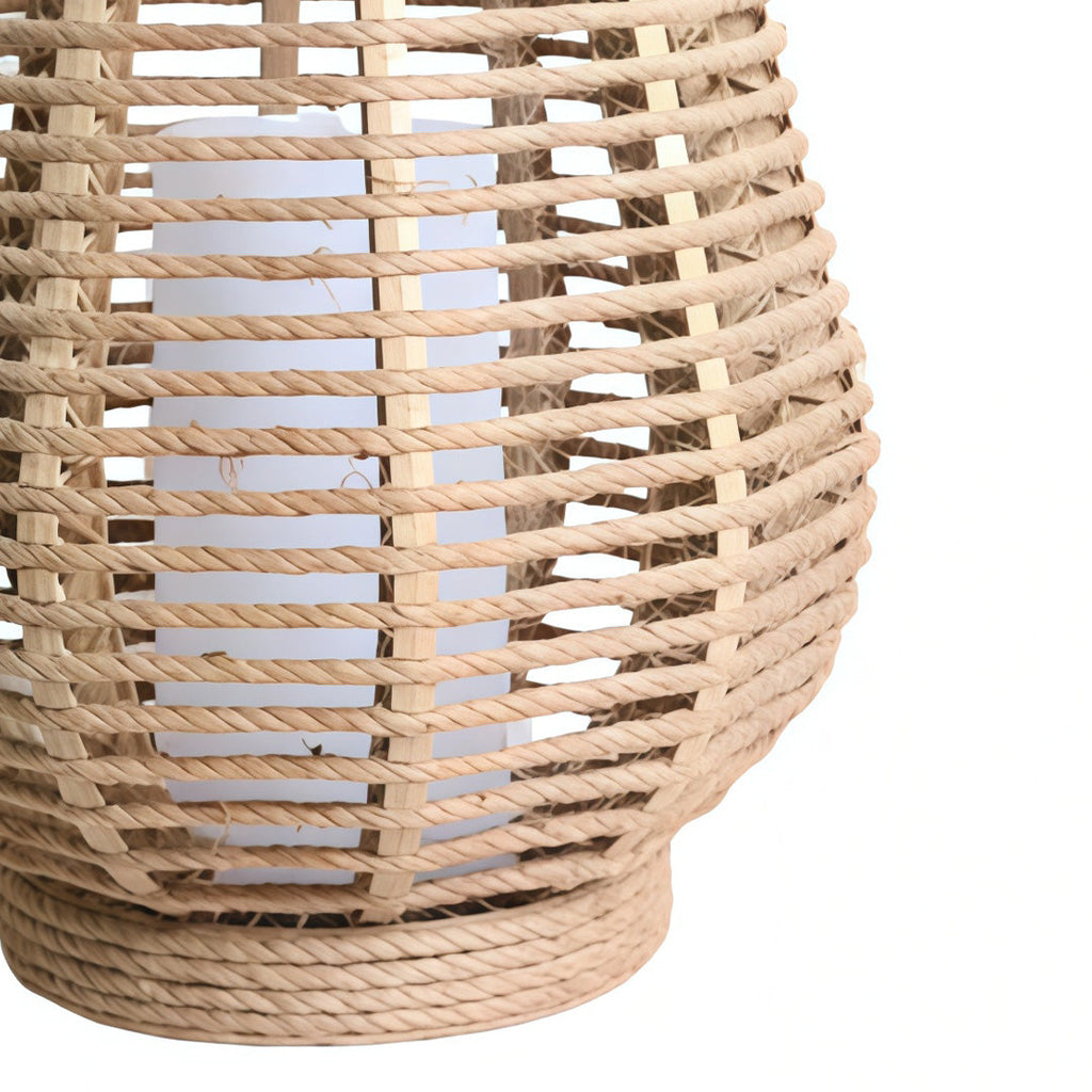 Solar Hanging Lantern, Woven Rattan-Style Waterproof LED Portable Light with Rope Handle for Patio and Garden Evenings
