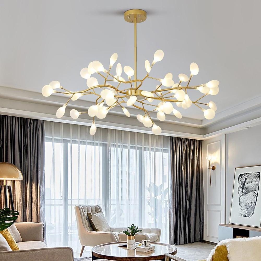 Firefly Pendant Light, Modern Satellite-Inspired LED Branching Chandelier for Living and Dining Rooms, 27 to 54 Lights