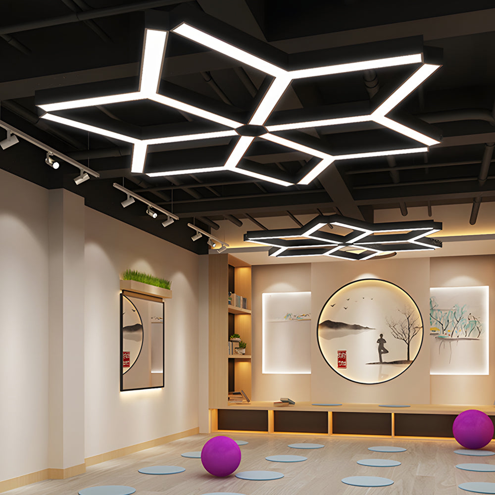 Y-Shape Linear Ceiling Light, Modular Industrial Geometric LED Fixture for Offices and Open Living Areas, Connectable Units