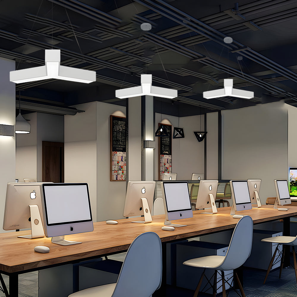 Y-Shape Linear Ceiling Light, Modular Industrial Geometric LED Fixture for Offices and Open Living Areas, Connectable Units
