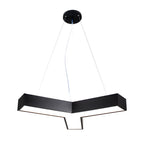 Y-shaped linear pendant light shown in black, angled view